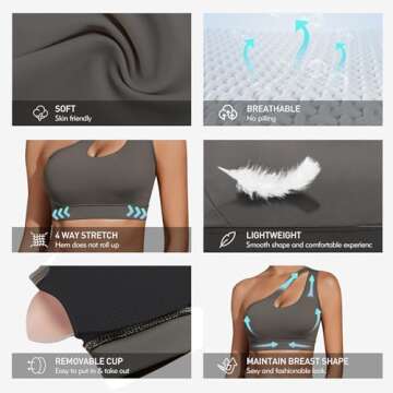 Sykooria One Shoulder Sports Bra for Women - Medium Support