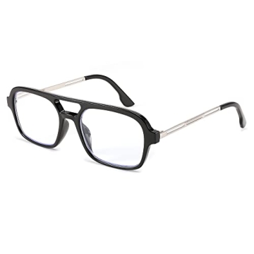 FEISEDY Retro Square Blue Light Blocking Reading Glasses - Stylish Aviator Design for Non-Strain Vie...