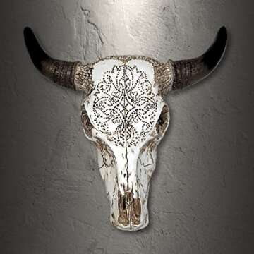 AMAJY Rustic Tribal Bull Head Skull Wall Art Decor