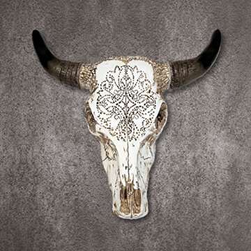 AMAJY Rustic Tribal Bull Head Skull Wall Art Decor