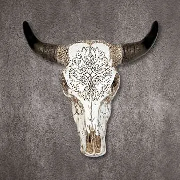 AMAJY Rustic Tribal Bull Head Skull Wall Art Decor