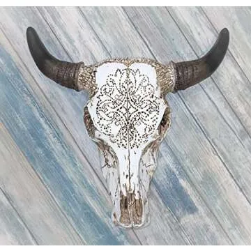 AMAJY Rustic Tribal Bull Head Skull Wall Art Decor