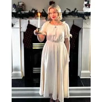 Scarlet Darkness Renaissance Costume Women Medieval Cotton Cottagecore Dress for Summer Apricot M