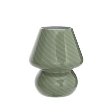 BSOD Mushroom Lamp, Glass Bedside Night Green Table Lamps Murano Vintage Small Nightstand Desklamp Swirl Light for Home Decor, Living, Bedroom, Gift (Stripe Green)
