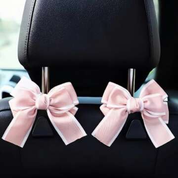 2pcs Car Purse Hook For Car Hooks For Purses And Bags, Cute Bow Car Seat Headrest Hook For Car Purse Hook Hanger. (pink-2pcs)