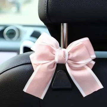 2pcs Car Purse Hook For Car Hooks For Purses And Bags, Cute Bow Car Seat Headrest Hook For Car Purse Hook Hanger. (pink-2pcs)