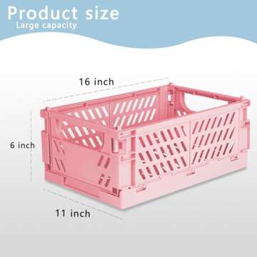 Tixill 2-Pack Mini Foldable Plastic Storage Box Mini Plastic Baskets for Organizing and Storage for ...