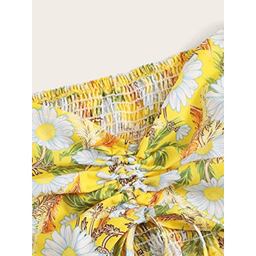 Milumia Women Floral Print Off Shoulder Top and Shorts Set