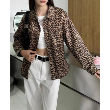 Leopard Print Denim Jacket for Women by MakeMeChic