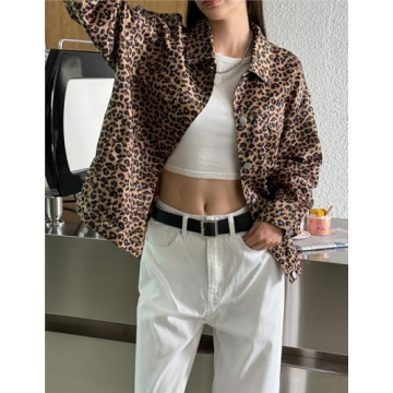 Leopard Print Denim Jacket for Women by MakeMeChic