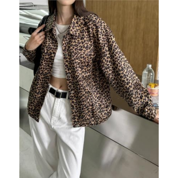 Leopard Print Denim Jacket for Women by MakeMeChic