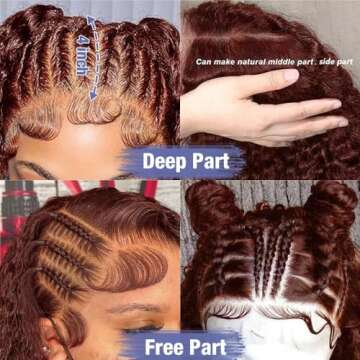 EAGERA Reddish Brown Lace Front Wigs Human Hair 13x4 Reddish Brown Deep Wave Lace Front Wigs Human H...