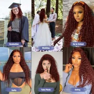 EAGERA Reddish Brown Lace Front Wigs Human Hair 13x4 Reddish Brown Deep Wave Lace Front Wigs Human Hair for Women Reddish brown Curly Human Hair Wigs Pre Plucked With Baby Hair 200% Density 22inch