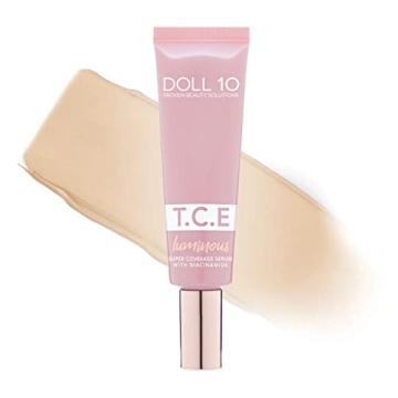 Doll 10 TCE Luminous Super Coverage Serum with Niacinamide - Full Coverage Tinted Foundation Makeup ...