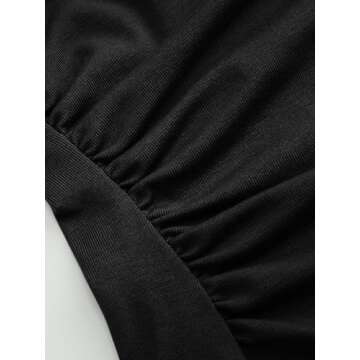 CIDER Women's Asymmetrical Neck Off The Shoulder Tops Ruched Long Sleeve Going Out Tops: Black, S