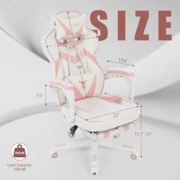 Zeanus Gaming Chair Pink Game Chair for Girls High Back Gaming Chairs for Adults Reclining Computer Chair with Footrest Ergonomic Gamer Computer Chair with Massage Gaming Chair for Women