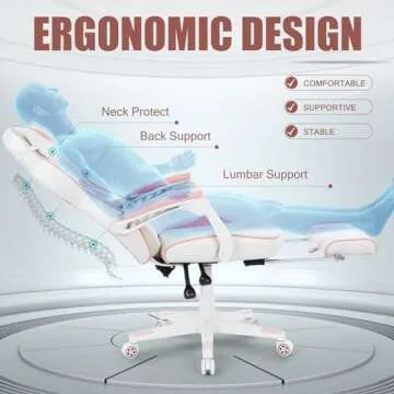 Zeanus Gaming Chair Pink Game Chair for Girls High Back Gaming Chairs for Adults Reclining Computer Chair with Footrest Ergonomic Gamer Computer Chair with Massage Gaming Chair for Women
