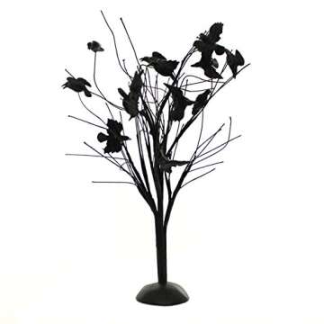 Department 56 Halloween Accessories for Village Collections Murder of Crows Tree Figurine, 10.04 Inch, Black