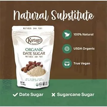 Organic Date Sugar - Sugar Substitute from Kartago, 1lb Single Pack