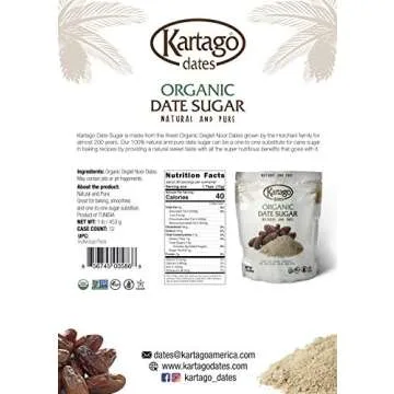 Organic Date Sugar - Sugar Substitute from Kartago, 1lb Single Pack
