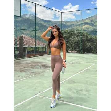 Aoxjox High Waisted Workout Leggings for Women Scrunch Tummy Control Luna Buttery Soft Yoga Pants 26" (Fudge Coffee, Small)