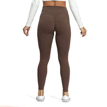 Aoxjox High Waisted Workout Leggings for Women Scrunch Tummy Control Luna Buttery Soft Yoga Pants 26" (Fudge Coffee, Small)