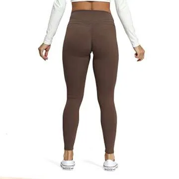 Aoxjox High Waisted Workout Leggings for Women Scrunch Tummy Control Luna Buttery Soft Yoga Pants 26" (Fudge Coffee, Small)
