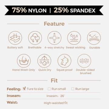 Aoxjox High Waisted Workout Leggings for Women Scrunch Tummy Control Luna Buttery Soft Yoga Pants 26" (Fudge Coffee, Small)