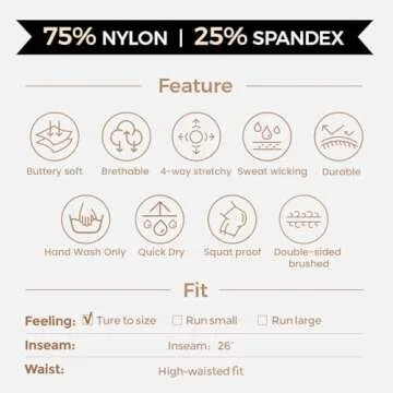 Aoxjox High Waisted Workout Leggings for Women Scrunch Tummy Control Luna Buttery Soft Yoga Pants 26" (Fudge Coffee, Small)