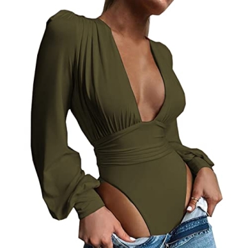 Weigou Women's V-Neck Pleated Jumpsuit Elegant Comfortable