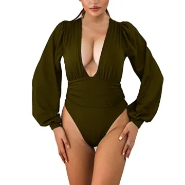 Weigou Women's V-Neck Pleated Jumpsuit Elegant Comfortable