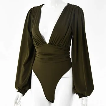 Weigou Women's V-Neck Pleated Jumpsuit Elegant Comfortable