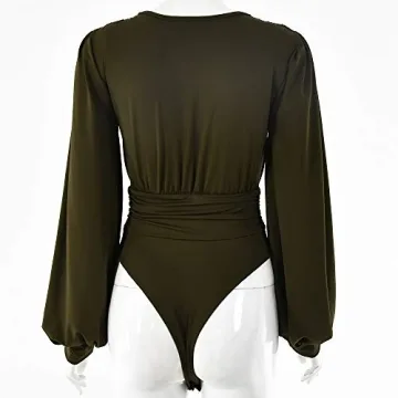 Weigou Women's V-Neck Pleated Jumpsuit Elegant Comfortable