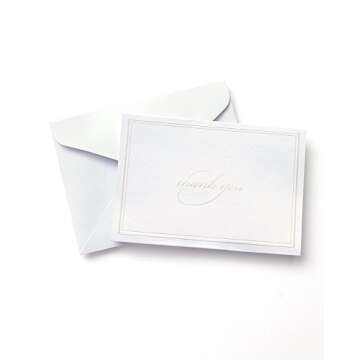 Gartner Studios Pearl White Thank You Cards, 3.5” x 5”, Set of 50, Includes Envelopes (61506)