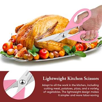 Gifts for Women, Mom, Wife, Girlfriend, Sister, Her - Happy Birthday, Easter, Valentine's Day, Mothers Day Gifts, iBayam Kitchen Scissors Heavy Duty Meat Poultry Shears Dishwasher Safe, Pink Stuff