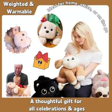 uoozii 20" | 4 Pounds Light Brown Dog Weighted Stuffed Animals with Unscented Microwavable Heating Pad, Cute Coolable Heatable Weighted Plush Warm Gift for Kids & Adults