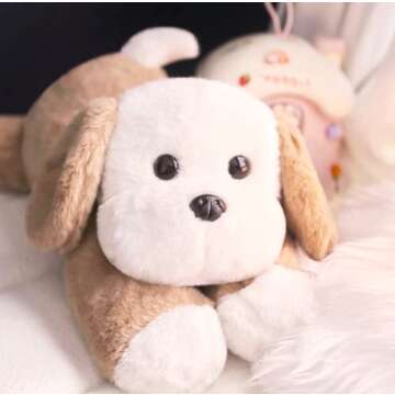 uoozii 20" | 4 Pounds Light Brown Dog Weighted Stuffed Animals with Unscented Microwavable Heating Pad, Cute Coolable Heatable Weighted Plush Warm Gift for Kids & Adults