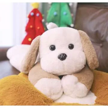 uoozii 20" | 4 Pounds Light Brown Dog Weighted Stuffed Animals with Unscented Microwavable Heating Pad, Cute Coolable Heatable Weighted Plush Warm Gift for Kids & Adults