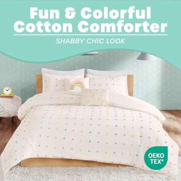 Urban Habitat Kids Cotton Jacquard Pom Comforter Set, Twin/Twin XL, Callie Multi