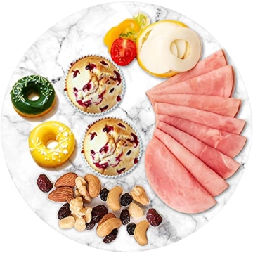 DEAYOU Round Marble Tray - 12" Lazy Susan for Serving and Display