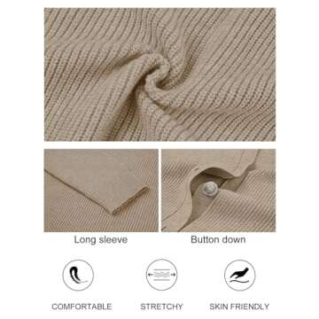 MEROKEETY Women's Cardigan Sweaters 2024 Fall Open Front Oversized Button V Neck Loose Soft Knit Outwear, Cashmere, XL