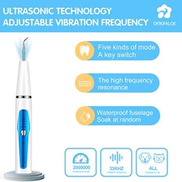 ofikpaloe Dog Teeth Cleaning Kit, Electric Dog Tartar Remover for Teeth, Pet Ultrasonic Dental Clean...