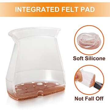 Durable Chair Leg Floor Protectors - Silicone Covers, 24 Pcs