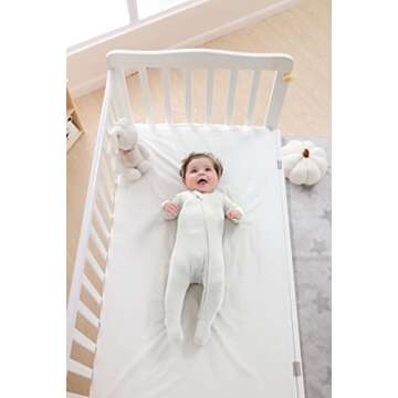 TWINOR Baby Footed Pajamas with Mittens, Soft Bamboo Viscose One-Piece Romper for Newborn Infant (wh...