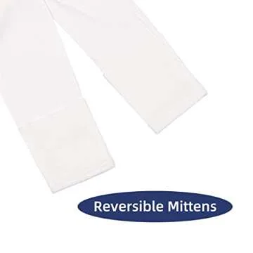 TWINOR Baby Footed Pajamas with Mittens, Soft Bamboo Viscose One-Piece Romper for Newborn Infant (white, 3-6 Months)