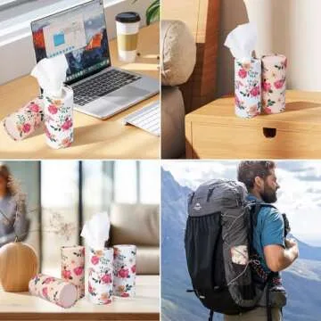 Qofaoye Car Tissues Holder 4 Pack with Facial Tissues Travel Tissue Tubes Box Container Fit for Car Cup Holder Car Tissues Cylinder Third Generation