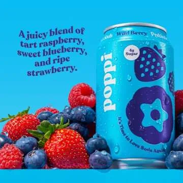 POPPI Sparkling Prebiotic Soda - Wild Berry, Healthy Refreshment