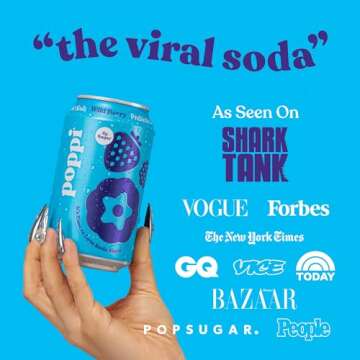 Poppi Sparkling Prebiotic Soda Beverage with Apple Cider Vinegar, Seltzer Water and Fruit Juice, Wild Berry Flavor, 12 oz, Pack of 12, Packaging May Vary