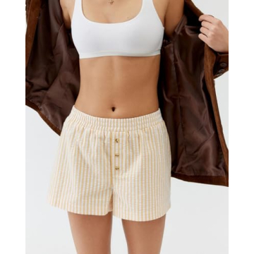 Elastic Striped Boxer Shorts for Women - Comfortable Summer Sleepwear