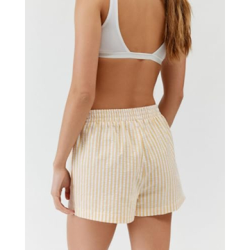 Elastic Striped Boxer Shorts for Women - Comfortable Summer Sleepwear